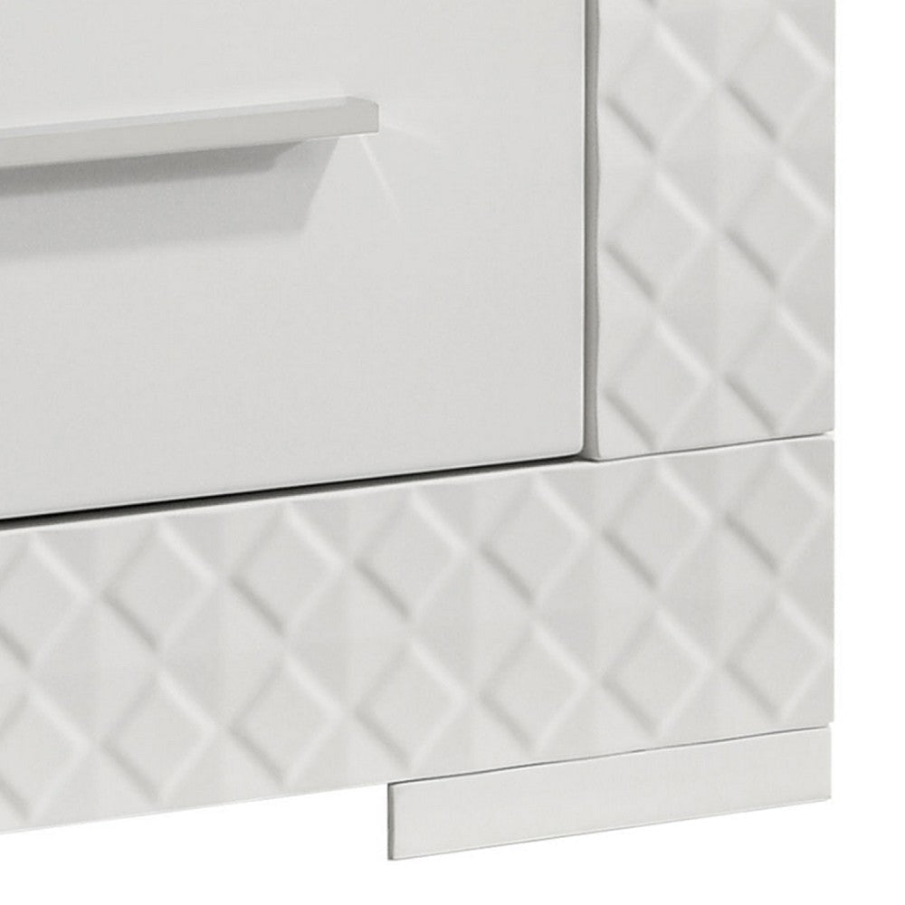 Dema 2 Drawer Nightstand | High Gloss White Textured Trim BM340987
