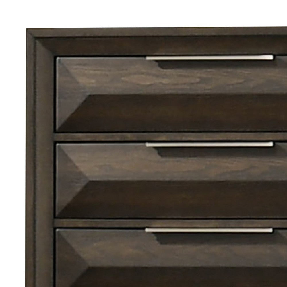 Fema Tall Dresser Chest | 5 Drawer | Nickel Finger Pulls | Espresso Brown BM340988