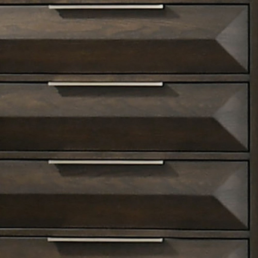 Fema Tall Dresser Chest | 5 Drawer | Nickel Finger Pulls | Espresso Brown BM340988
