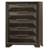 Fema Tall Dresser Chest | 5 Drawer | Nickel Finger Pulls | Espresso Brown