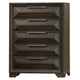 Fema Tall Dresser Chest | 5 Drawer | Nickel Finger Pulls | Espresso Brown
