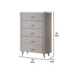 Gema Tall Dresser Chest | 5 Drawers w Cultured Stone Top | Light Gray BM340989