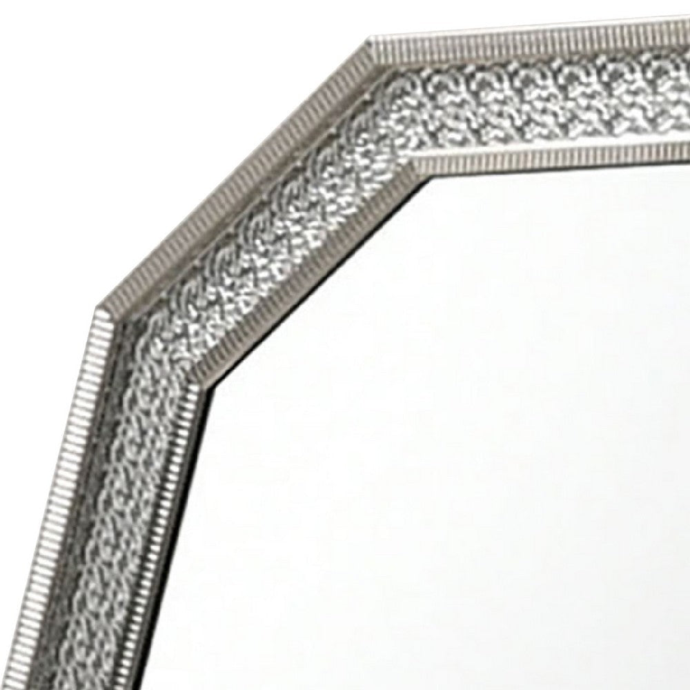 Cyl Vanity Dresser Mirror | Geometric Metallic Gray Backlit LED Frame BM340990