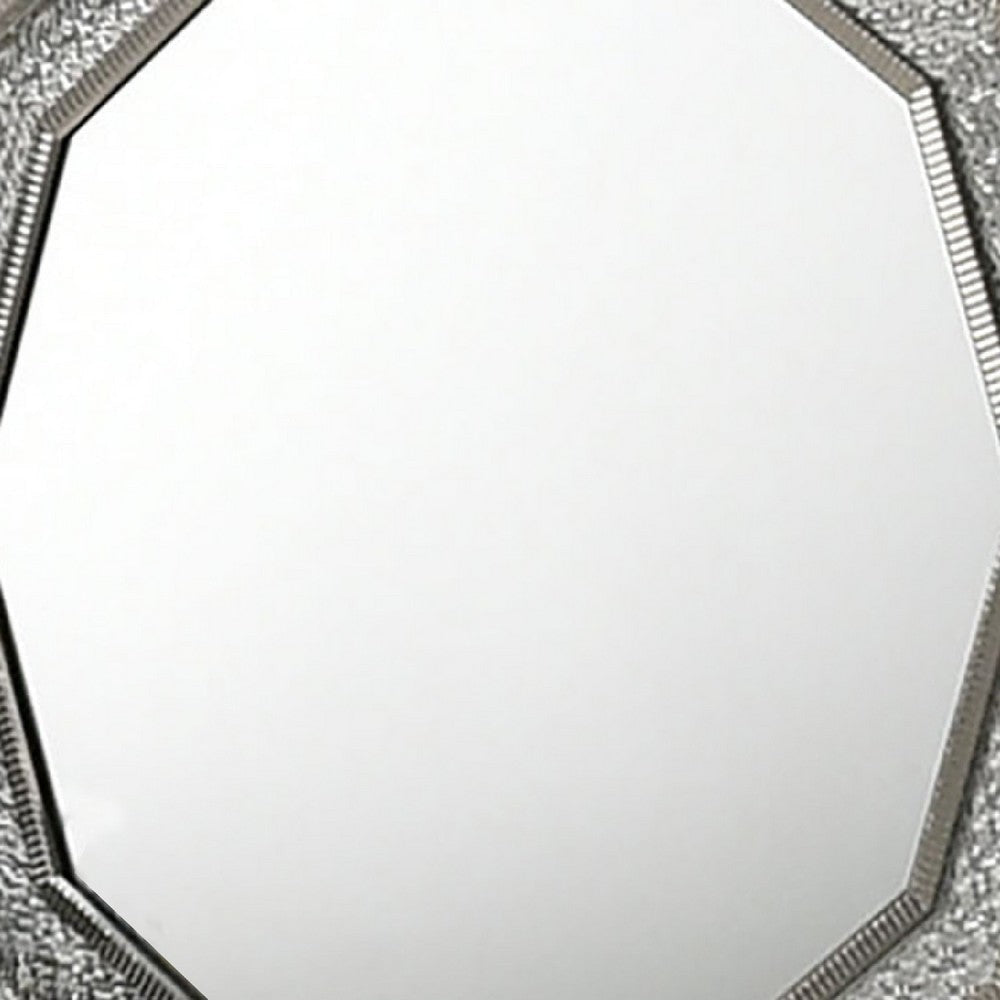 Cyl Vanity Dresser Mirror | Geometric Metallic Gray Backlit LED Frame BM340990