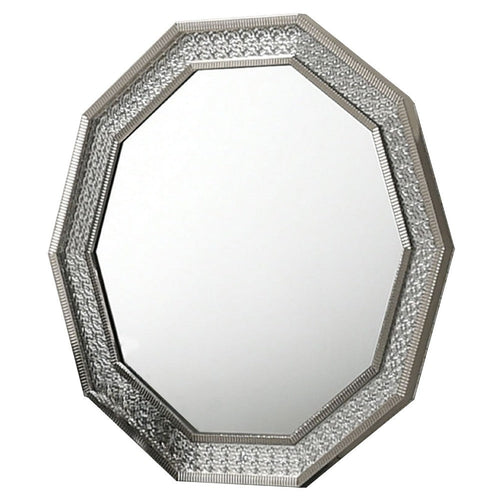 Cyl Vanity Dresser Mirror | Geometric Metallic Gray Backlit LED Frame