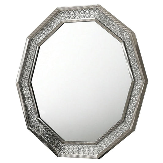 Cyl Vanity Dresser Mirror | Geometric Metallic Gray Backlit LED Frame