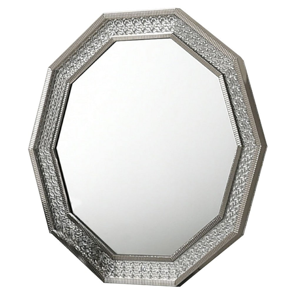 Cyl Vanity Dresser Mirror | Geometric Metallic Gray Backlit LED Frame