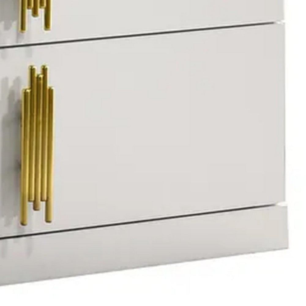 Dyl Tall Dresser Chest | 5 Drawers w Gold Post Handles | White BM340991