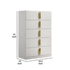 Dyl Tall Dresser Chest | 5 Drawers w Gold Post Handles | White BM340991