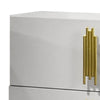 Dyl Nightstand | 2 Drawers w Gold Post Handles | White Melamine BM340992