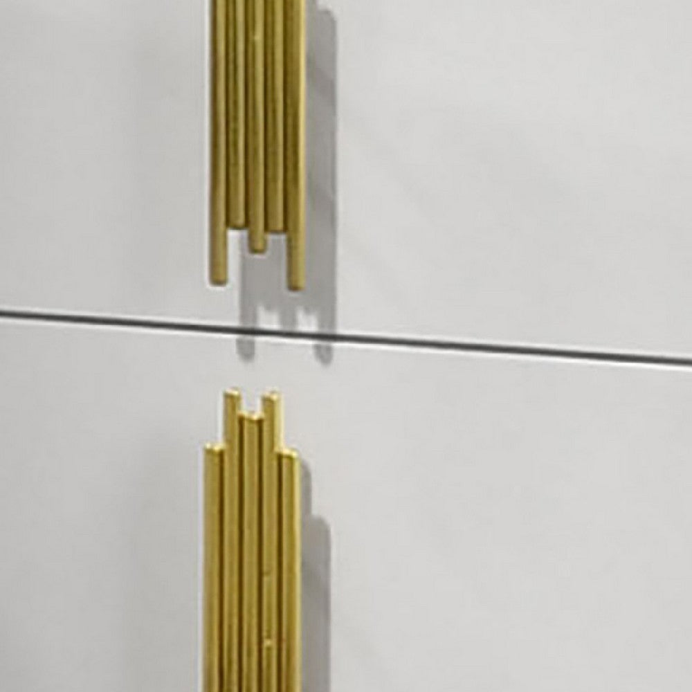 Dyl Nightstand | 2 Drawers w Gold Post Handles | White Melamine BM340992