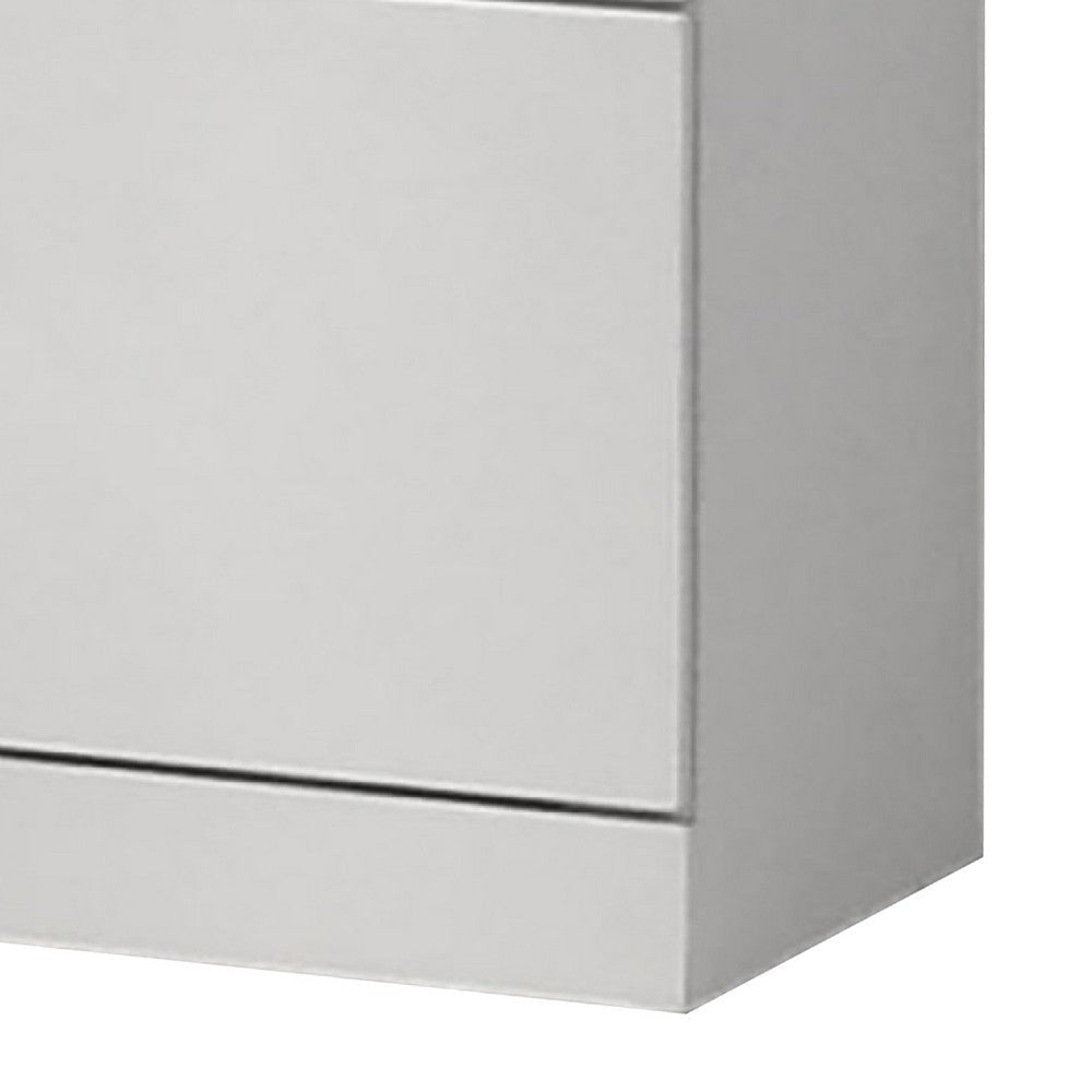 Dyl Nightstand | 2 Drawers w Gold Post Handles | White Melamine BM340992