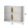 Dyl Nightstand | 2 Drawers w Gold Post Handles | White Melamine BM340992