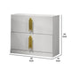 Dyl Nightstand | 2 Drawers w Gold Post Handles | White Melamine BM340992