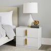 Dyl Nightstand | 2 Drawers w Gold Post Handles | White Melamine BM340992