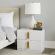 Dyl Nightstand | 2 Drawers w Gold Post Handles | White Melamine BM340992