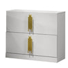 Dyl Nightstand | 2 Drawers w Gold Post Handles | White Melamine BM340992