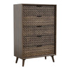 Fel Tall Dresser Chest | 5 Drawers w 3D Textured Fronts | Dark Brown