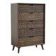 Fel Tall Dresser Chest | 5 Drawers w 3D Textured Fronts | Dark Brown