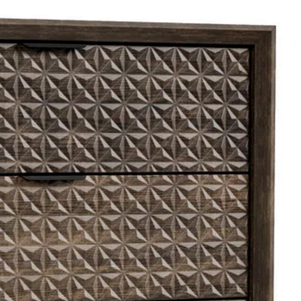 Fel Tall Dresser Chest | 5 Drawers w 3D Textured Fronts | Dark Brown BM340993