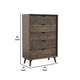 Fel Tall Dresser Chest | 5 Drawers w 3D Textured Fronts | Dark Brown BM340993