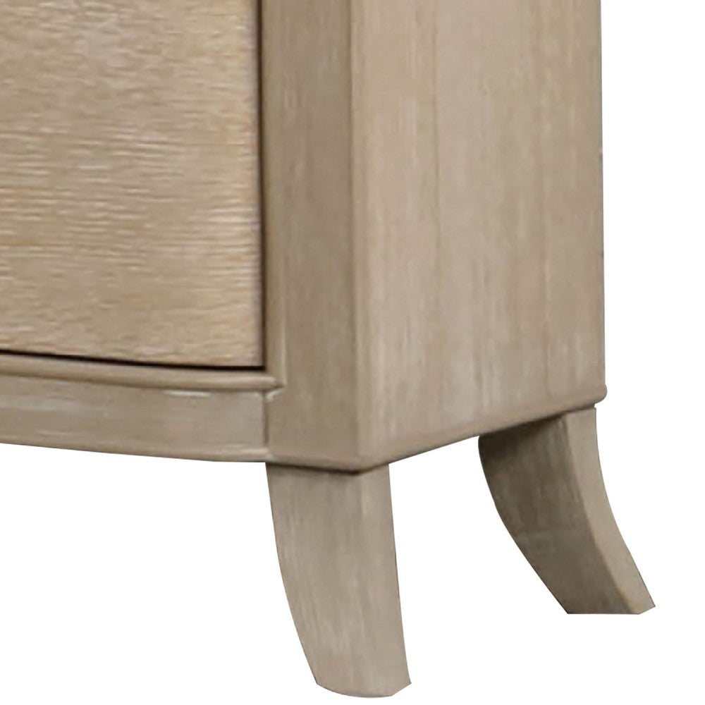 Fea Nightstand w USB Ports | 2 Drawers | Natural Oak Brown BM340994