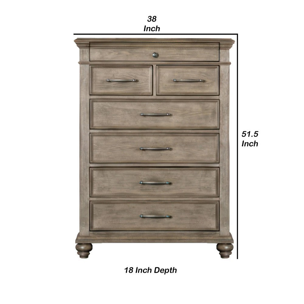 Zea Tall Dresser Chest for Bedroom | 7 Drawers | Aged Oak Brown BM340995
