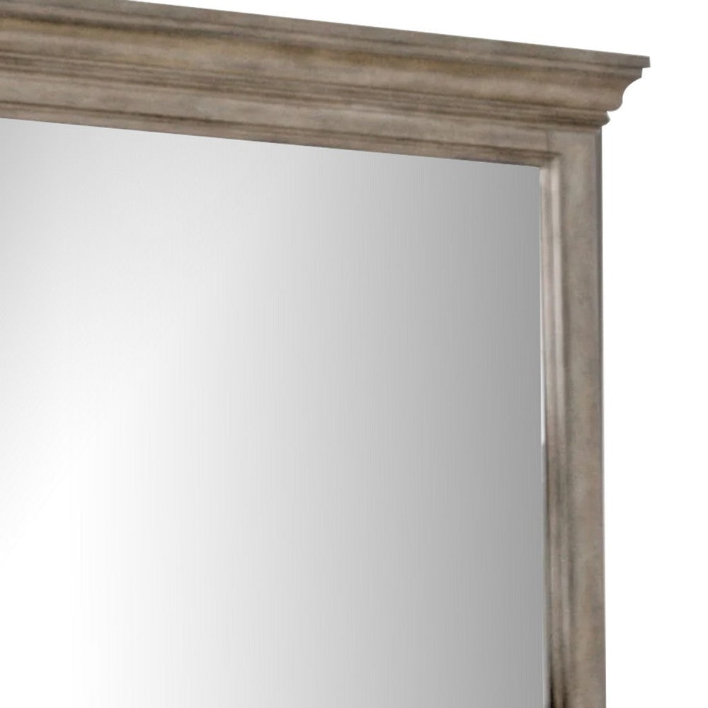 Zea Vanity Dresser Mirror | Elegant Crown Moldings in Aged Oak Brown BM340996