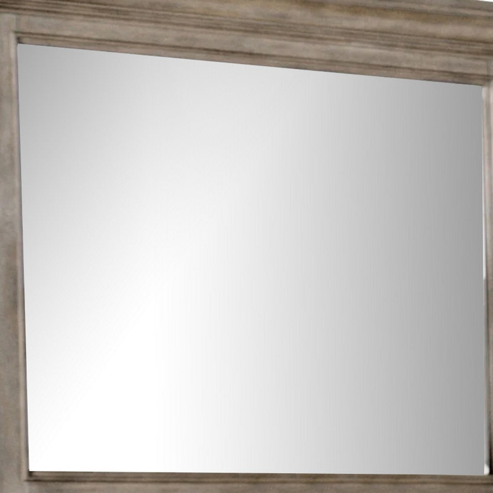 Zea Vanity Dresser Mirror | Elegant Crown Moldings in Aged Oak Brown BM340996