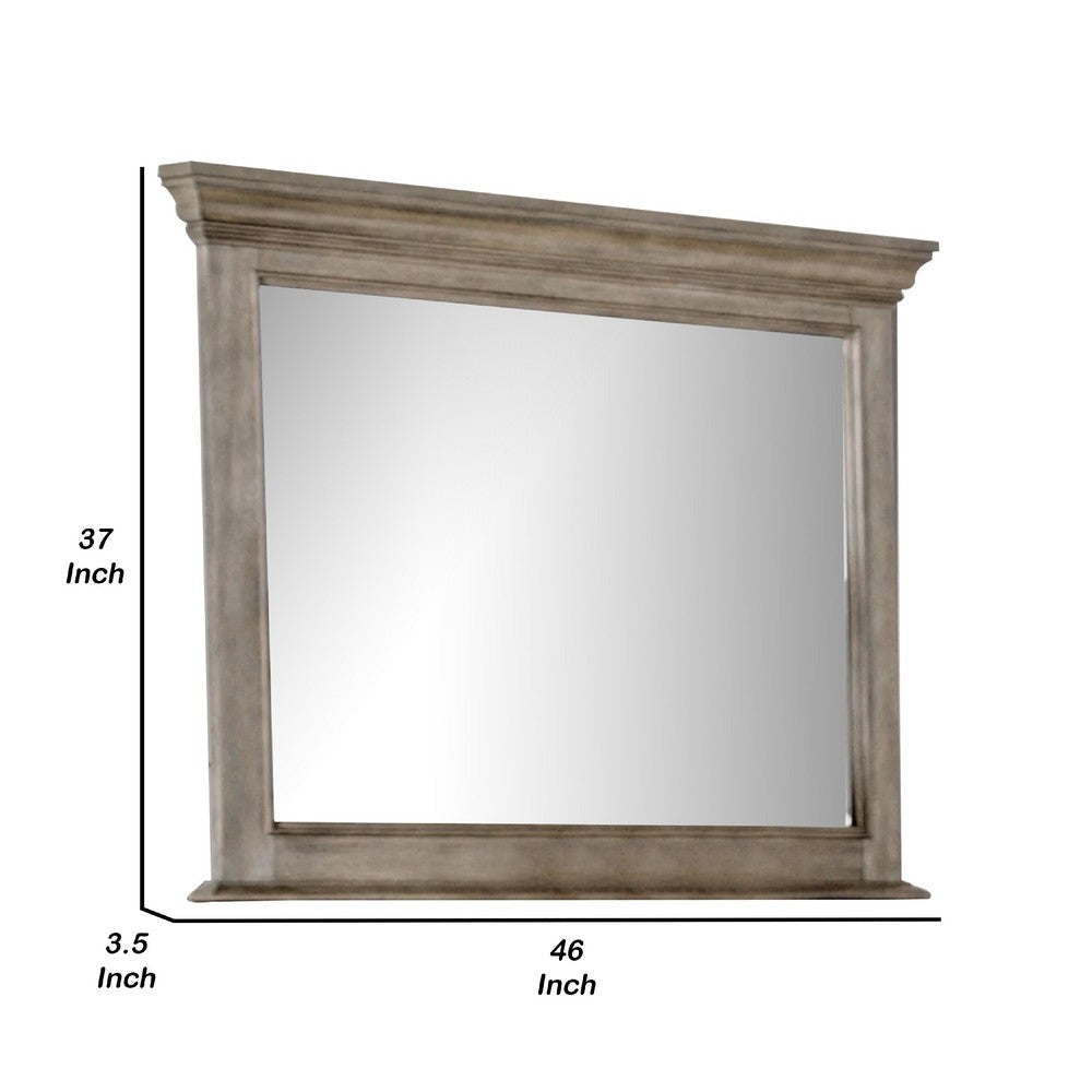 Zea Vanity Dresser Mirror | Elegant Crown Moldings in Aged Oak Brown BM340996
