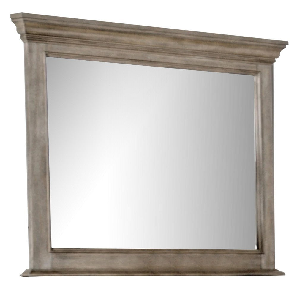 Zea Vanity Dresser Mirror | Elegant Crown Moldings in Aged Oak Brown BM340996