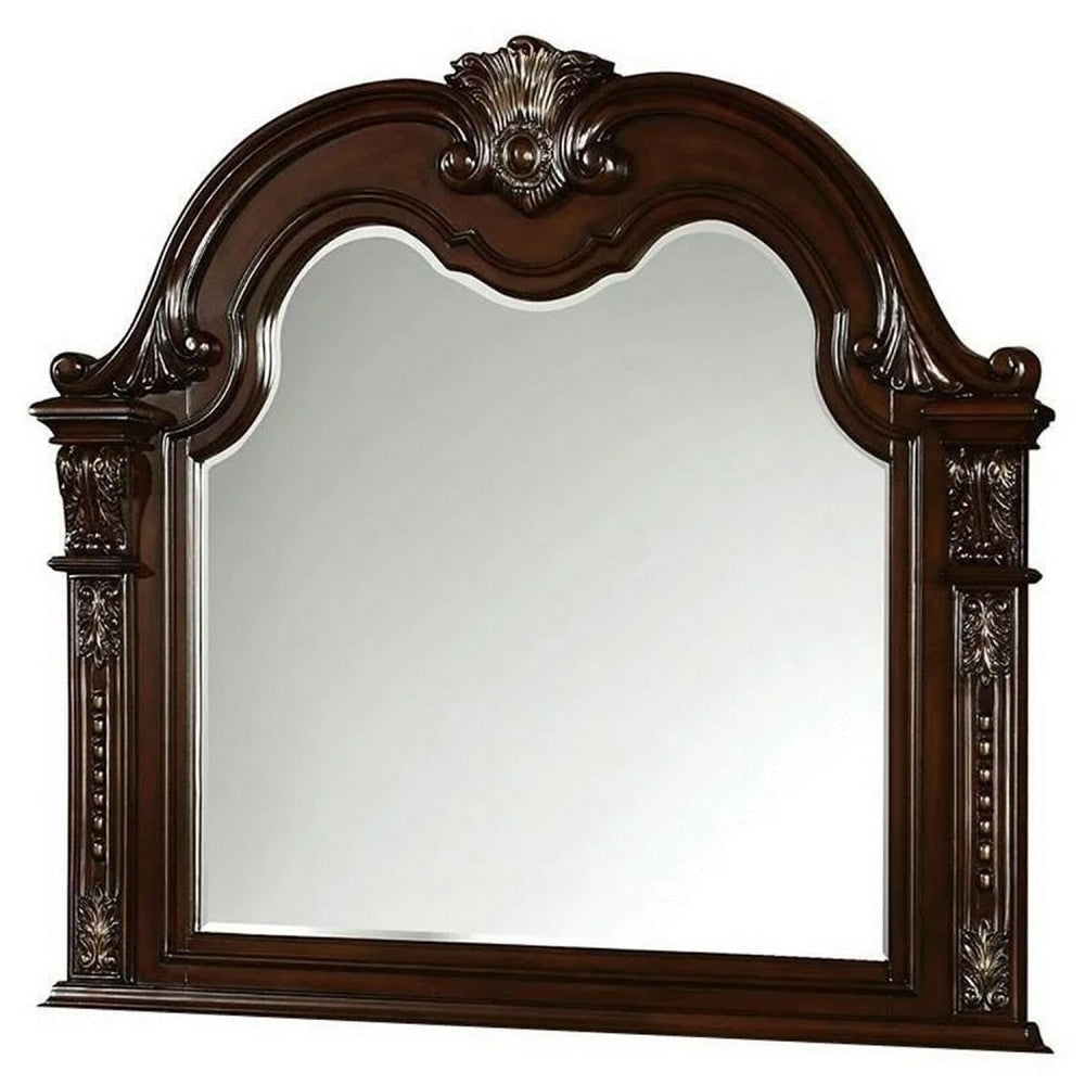 Kera Vanity Dresser Mirror | Vintage Camelback Design | Cherry Brown BM340998
