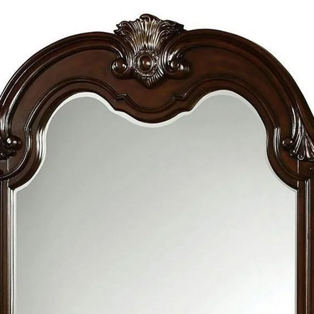 Kera Vanity Dresser Mirror | Vintage Camelback Design | Cherry Brown BM340998