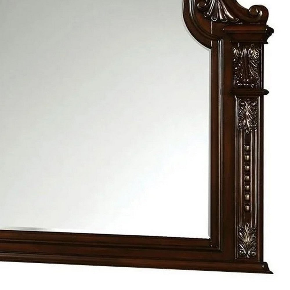 Kera Vanity Dresser Mirror | Vintage Camelback Design | Cherry Brown BM340998