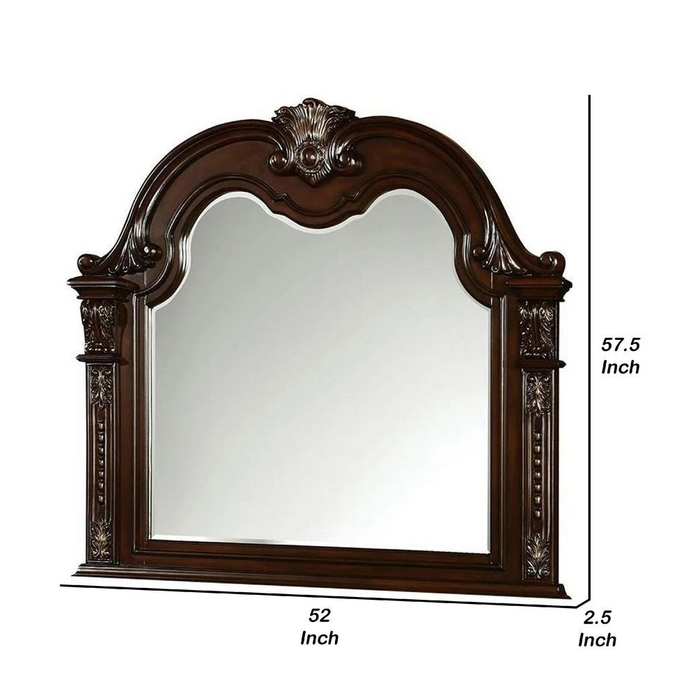 Kera Vanity Dresser Mirror | Vintage Camelback Design | Cherry Brown BM340998