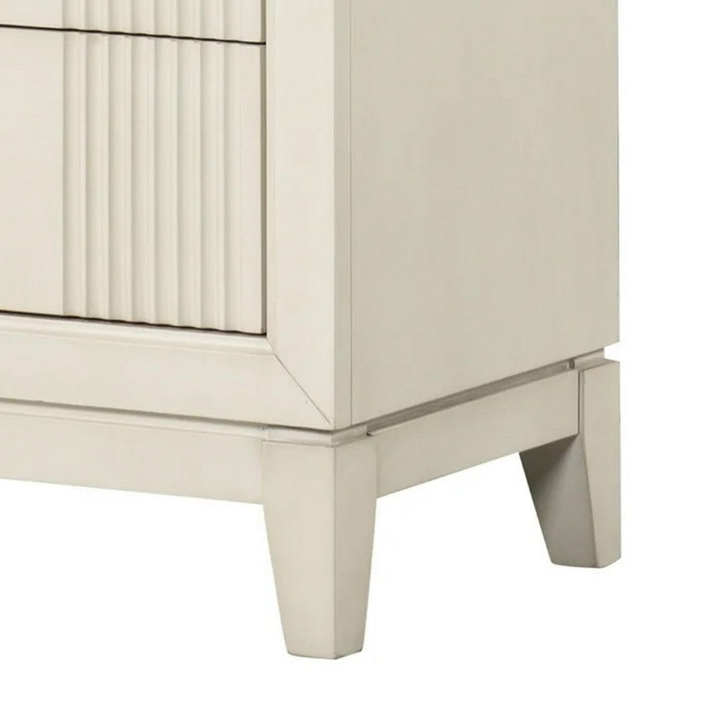 Toi Tall Dresser Chest | 5 Drawers | Chrome Finger Pulls | Antique White BM340999