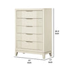 Toi Tall Dresser Chest | 5 Drawers | Chrome Finger Pulls | Antique White BM340999