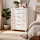Toi Tall Dresser Chest | 5 Drawers | Chrome Finger Pulls | Antique White