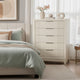 Toi Tall Dresser Chest | 5 Drawers | Chrome Finger Pulls | Antique White