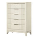 Toi Tall Dresser Chest | 5 Drawers | Chrome Finger Pulls | Antique White
