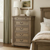 Roi Tall Dresser Chest | 5 Drawers Metal Handles | Weathered Gray