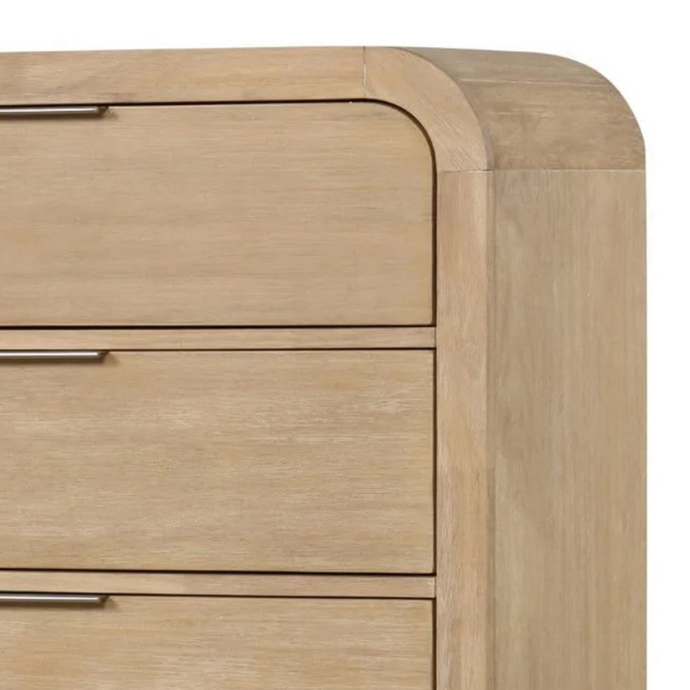 Rexa Tall Dresser Chest | 5 Drawer Finger Pulls | Natural Oak Brown BM341002