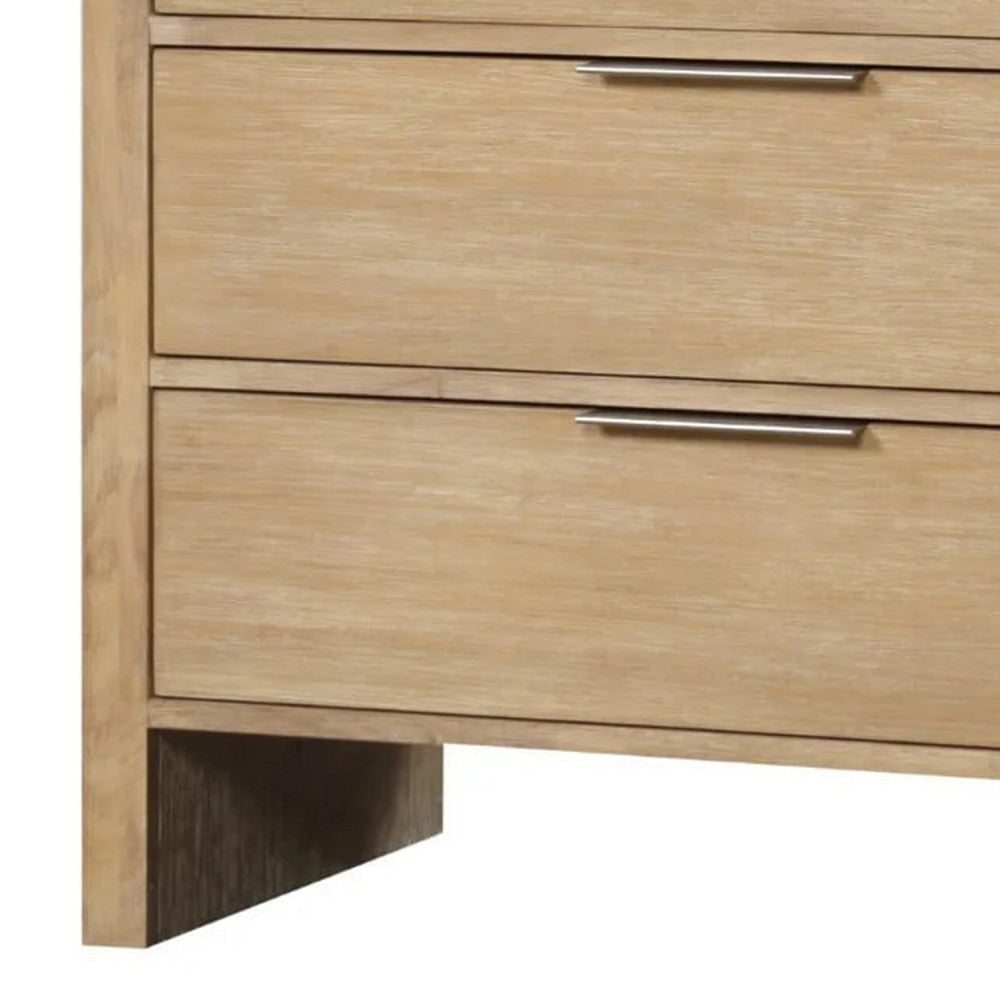 Rexa Tall Dresser Chest | 5 Drawer Finger Pulls | Natural Oak Brown BM341002