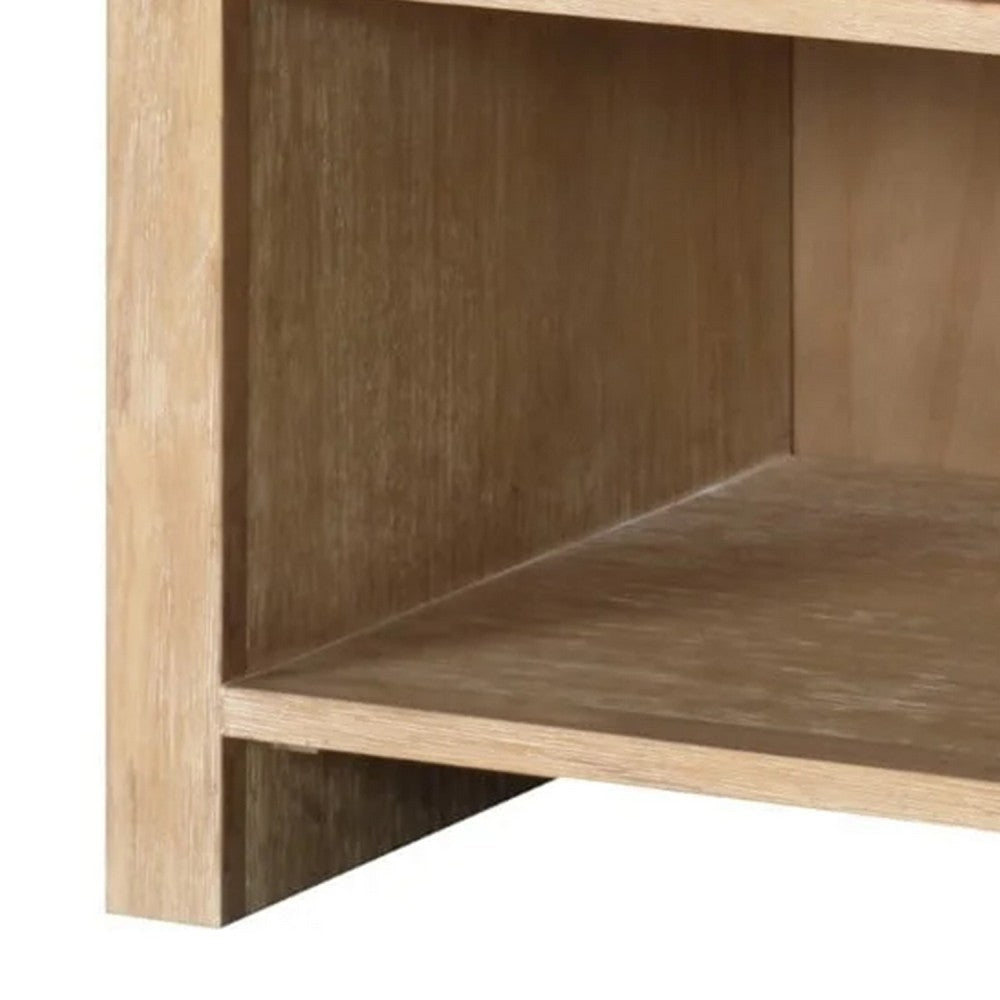 Rexa Nightstand w 1 Drawer | Metal Finger Pulls | Natural Oak Brown BM341003