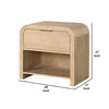 Rexa Nightstand w 1 Drawer | Metal Finger Pulls | Natural Oak Brown BM341003