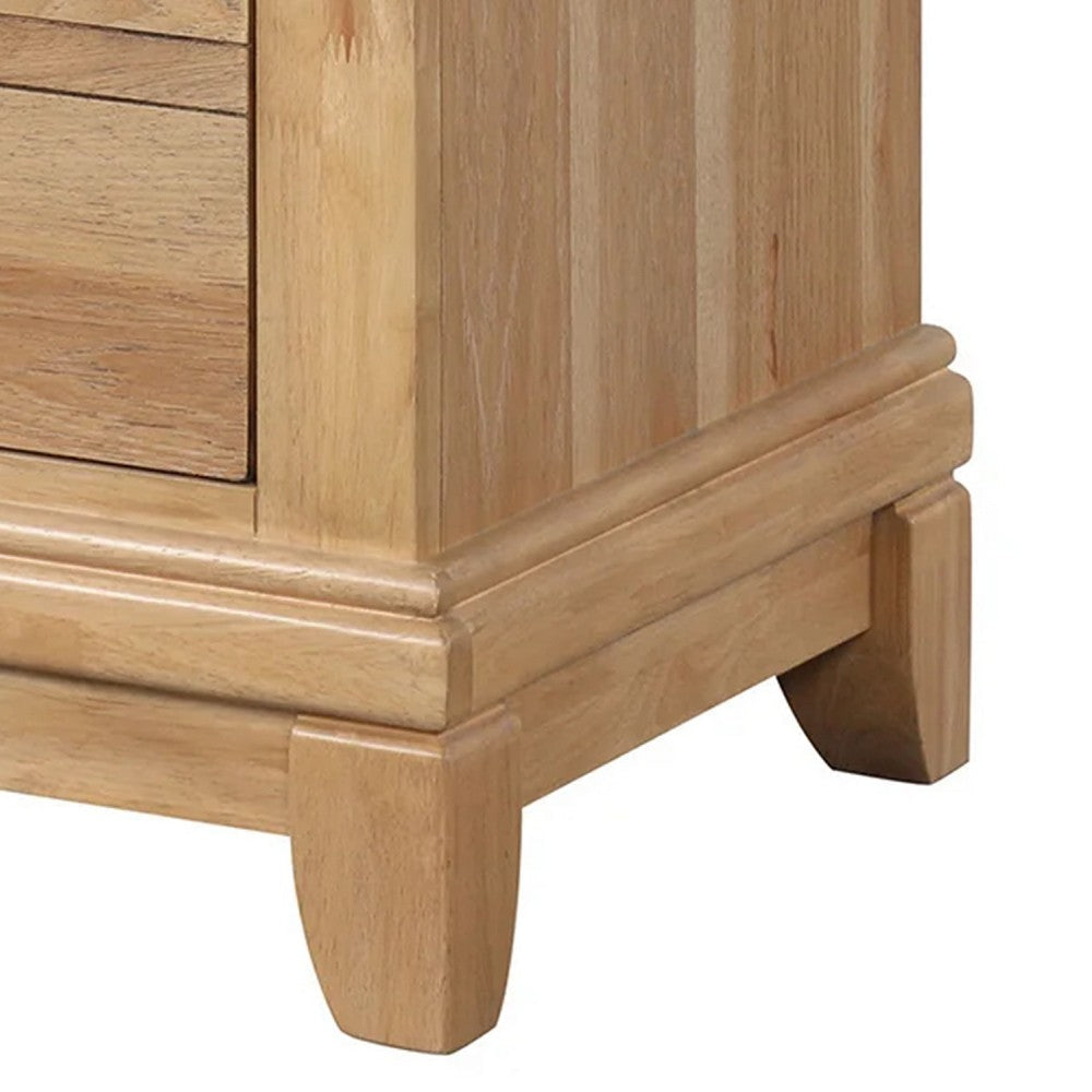 Lexa Nightstand w 3 Drawers | Farmhouse Natural Oak Brown BM341004