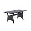 Maria Outdoor Dining Table | 57" Top w/ Shelf | Black Rattan Woven