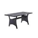 Maria Outdoor Dining Table | 57" Top w/ Shelf | Black Rattan Woven