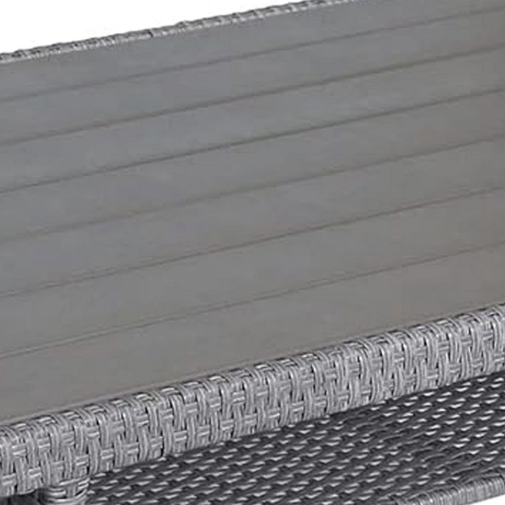 Maria Outdoor Dining Table | 57" Top w/ Shelf | Gray Rattan Woven