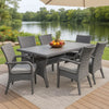 Maria Outdoor Dining Table | 57" Top w/ Shelf | Gray Rattan Woven